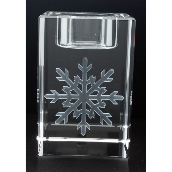 CAN0100 - 3D - Candle Holder Crystal - Medium Size - 100 x 50 x 50mm