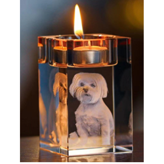 CAN0100 - 3D - Candle Holder Crystal - Medium Size - 100 x 50 x 50mm