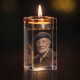CAN0100 - 3D - Candle Holder Crystal - Medium Size - 100 x 50 x 50mm